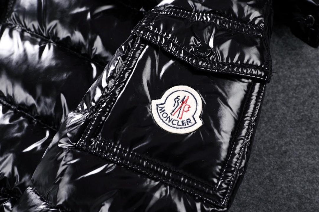 Moncler Black Glossy Hooded Puffer Coat