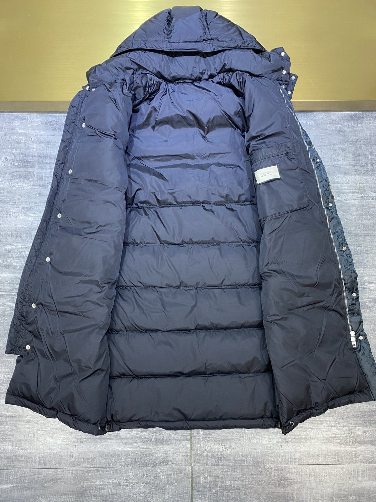 GUCCI Tonal Monogram Long Down Jacket