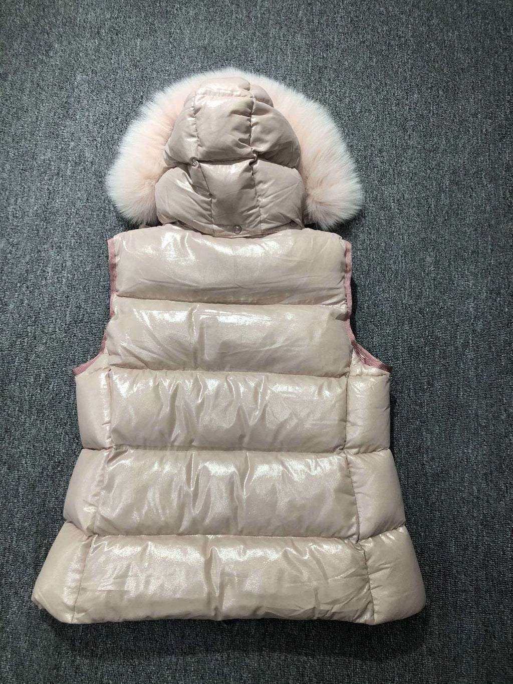 Moncler Fur-Trim Hooded Down Vest