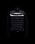 Moncler Men's Black Quilted Knit-Sleeve Down Jacket