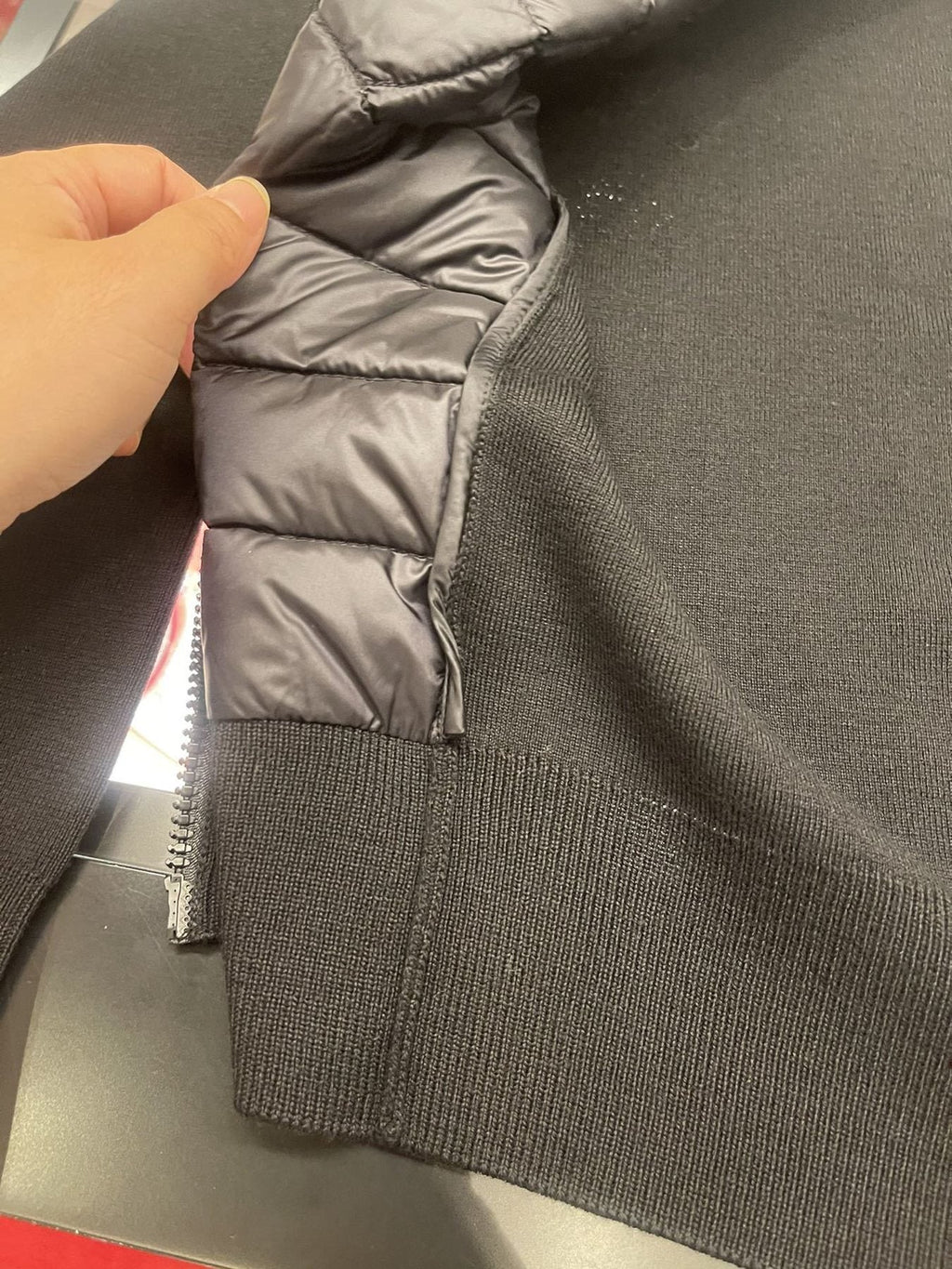 Moncler Women's Knit Sleeve Quilted Zip-Front Jacket