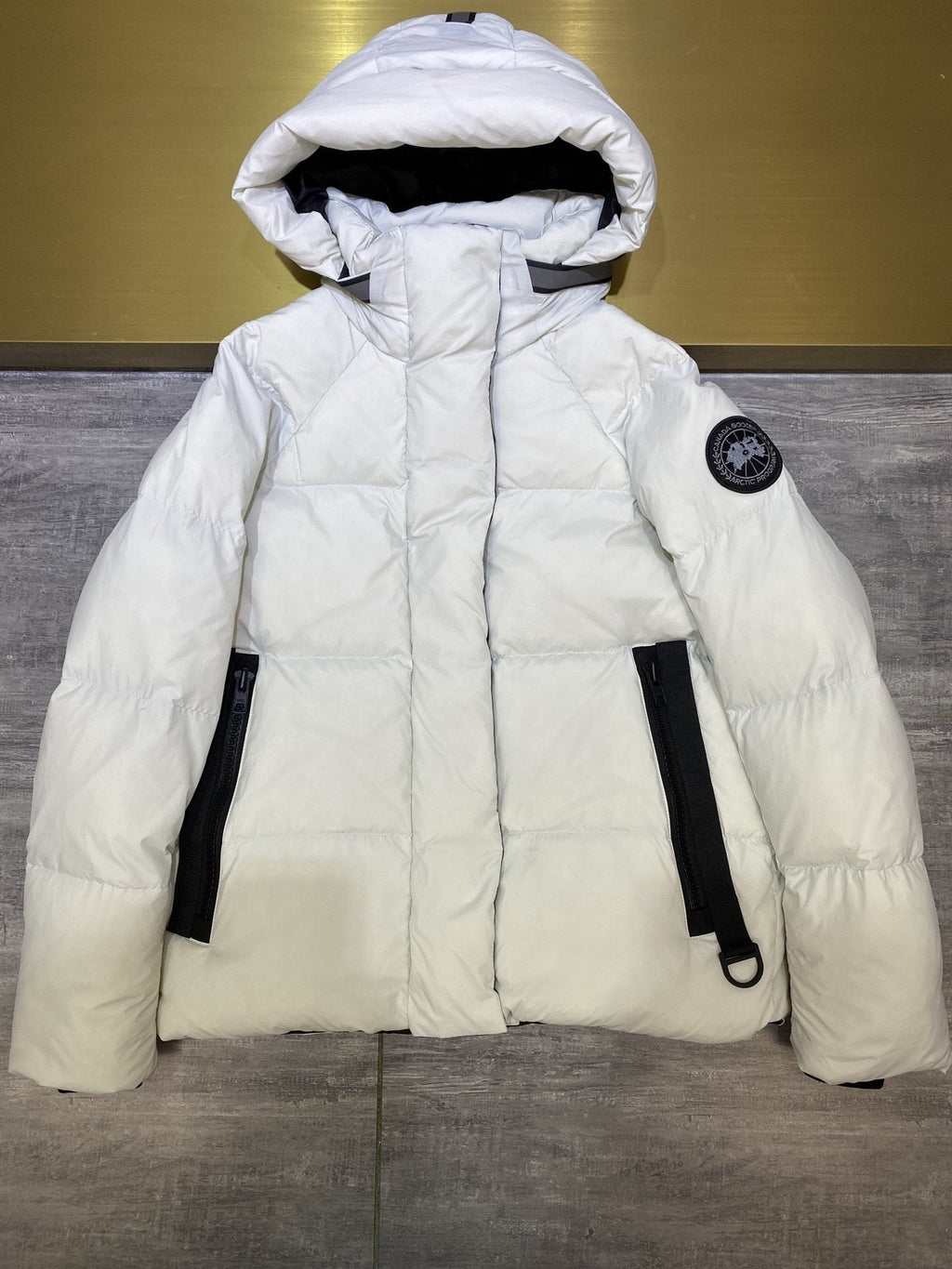Canada Goose Light Grey Hooded Puffer Jacket