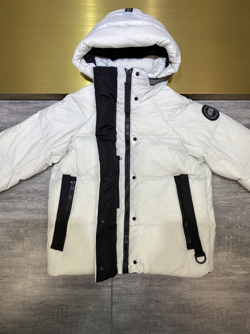 Canada Goose Light Grey Hooded Puffer Jacket