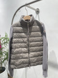 Moncler Quilted Knit-Sleeve Down Jacket