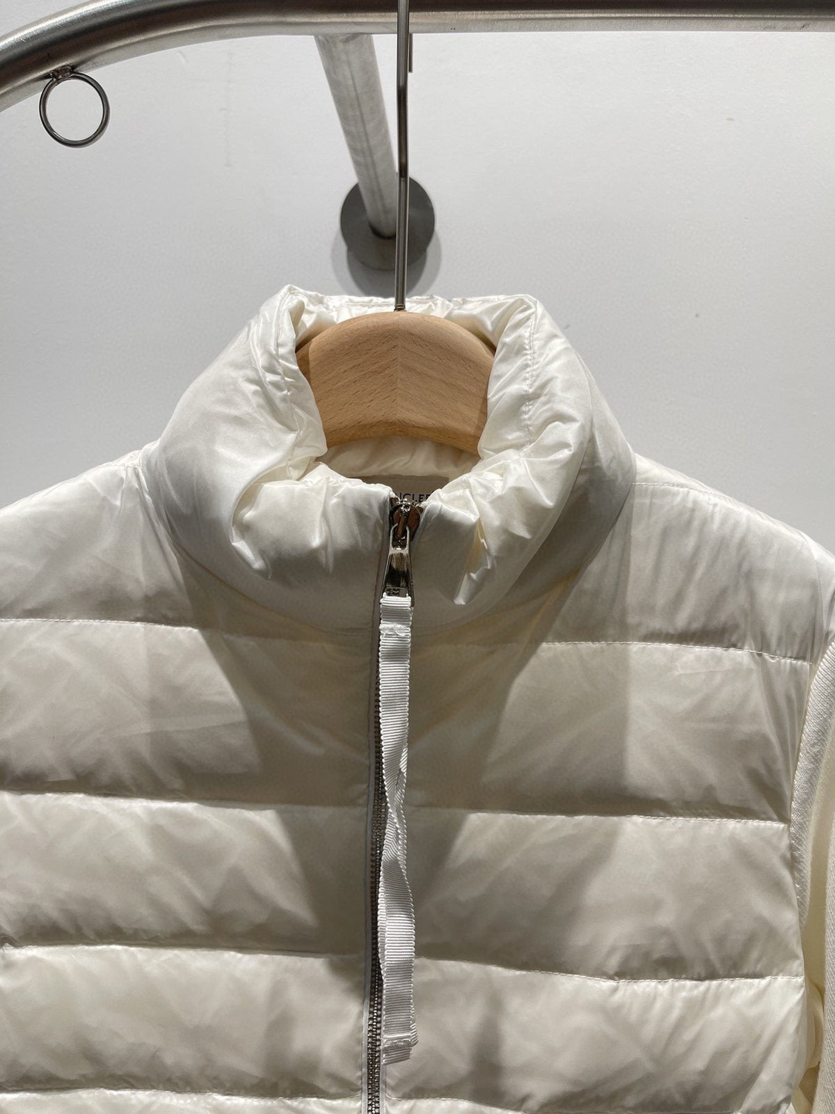 Moncler Quilted Knit-Sleeve Down Jacket