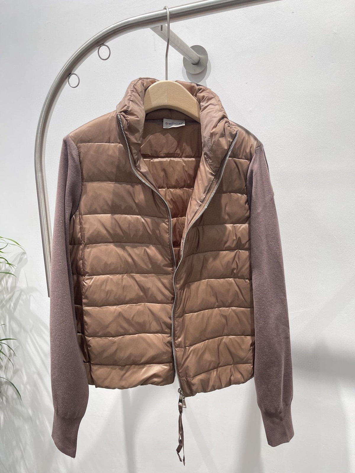 Moncler Quilted Knit-Sleeve Down Jacket