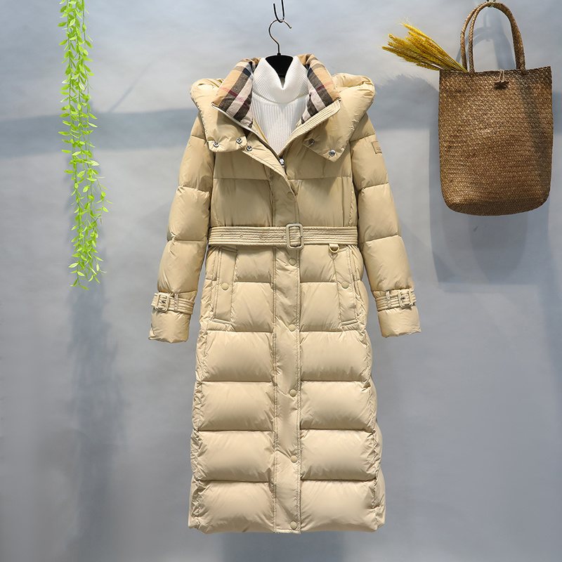 Burberry Removable-Hood Belted Long Down Jacket