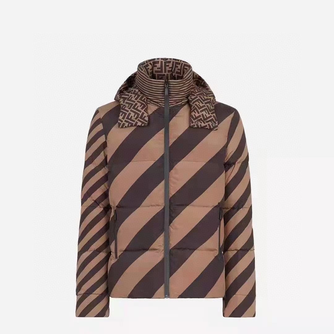Fendi Reversible Brown Geometric Puffer Jacket