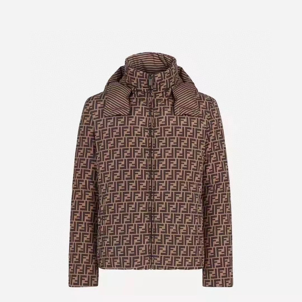 Fendi Reversible Brown Geometric Puffer Jacket