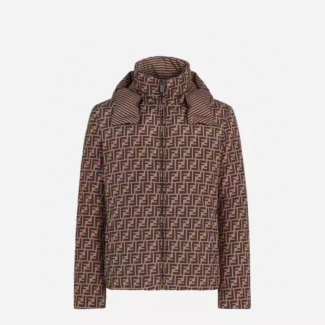 Fendi Reversible Brown Geometric Puffer Jacket