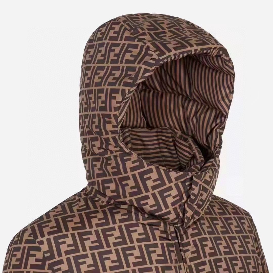 Fendi Reversible Brown Geometric Puffer Jacket