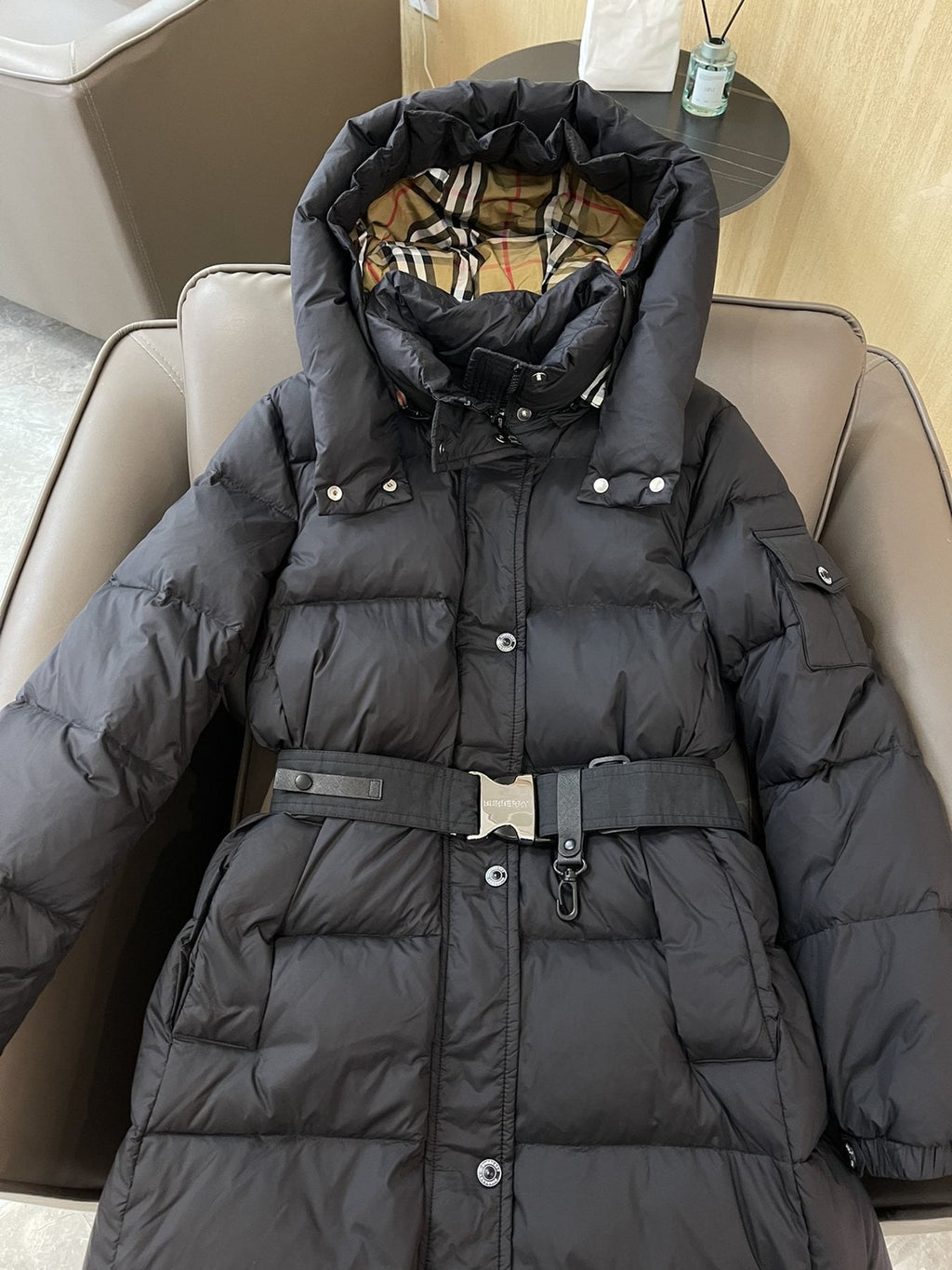 Burberry Long Belted Down Jacket