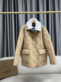 Burberry Diamond-Quilted Contrast-Collar Jacket