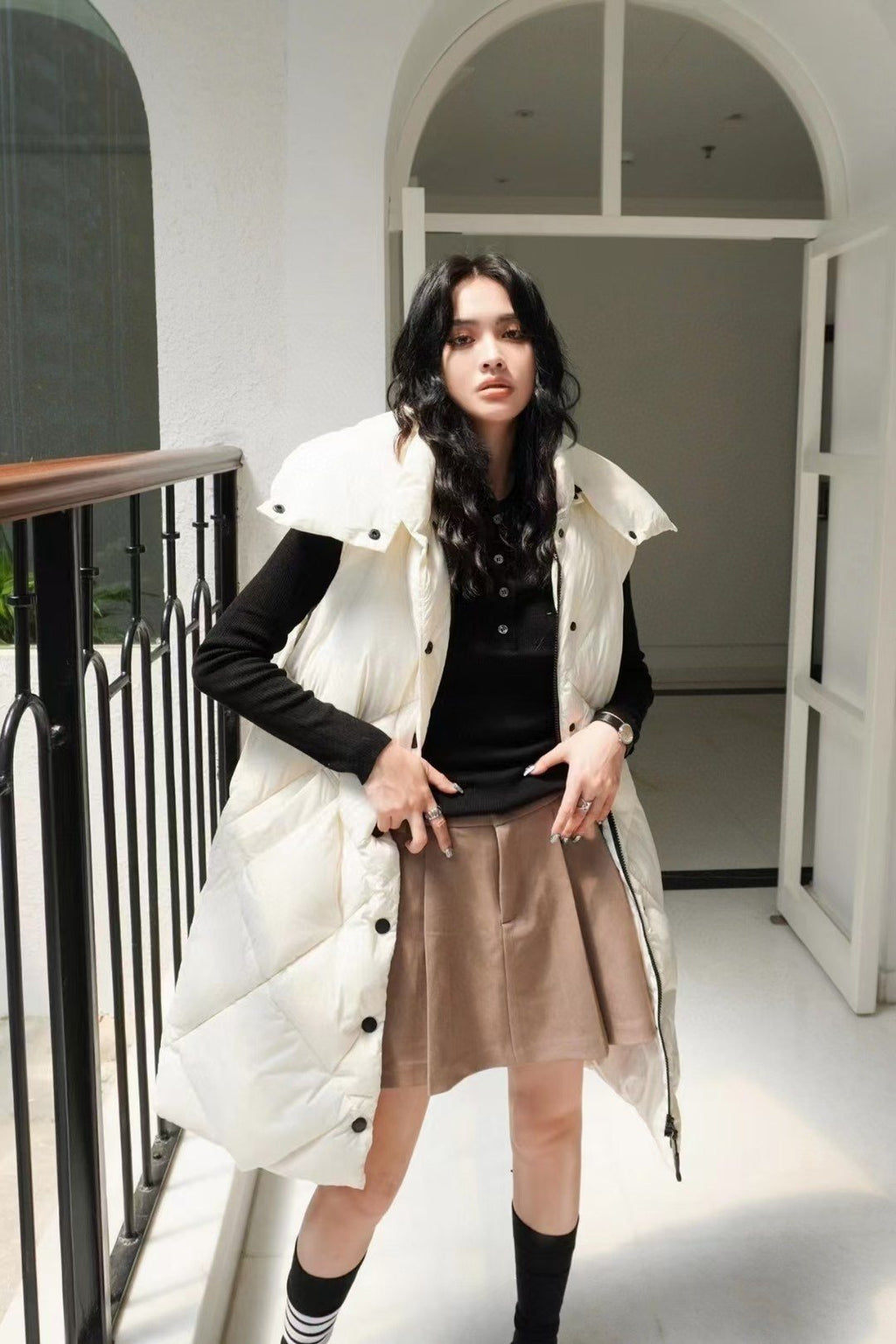 Burberry Long Diamond-Quilted Down Vest