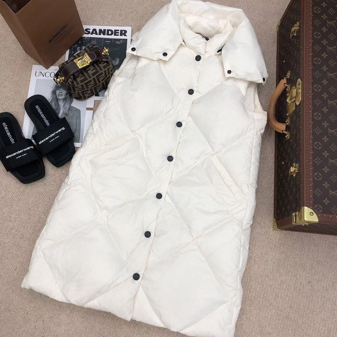 Burberry Long Diamond-Quilted Down Vest