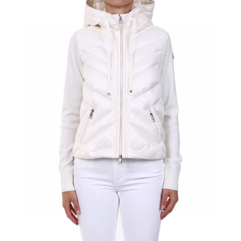 Moncler Hooded Knit Sleeve Down Jacket