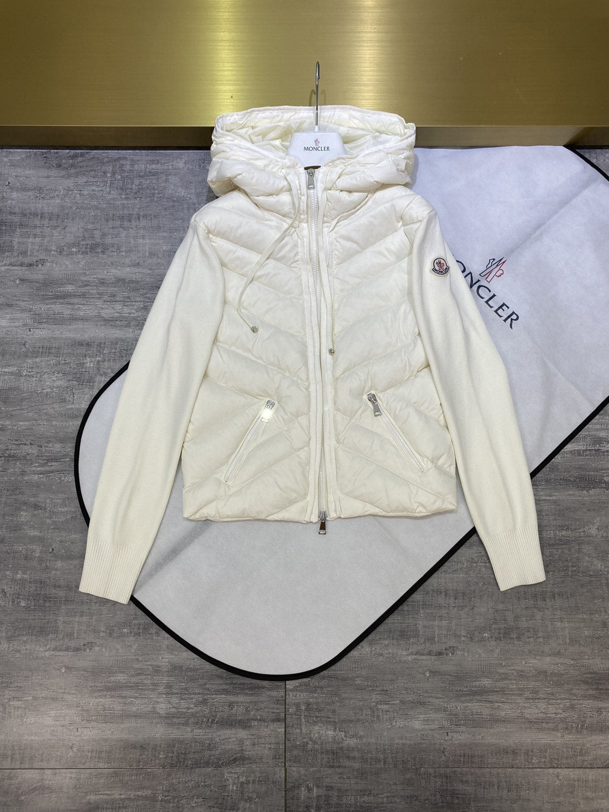 Moncler Hooded Padded Front Knit Jacket