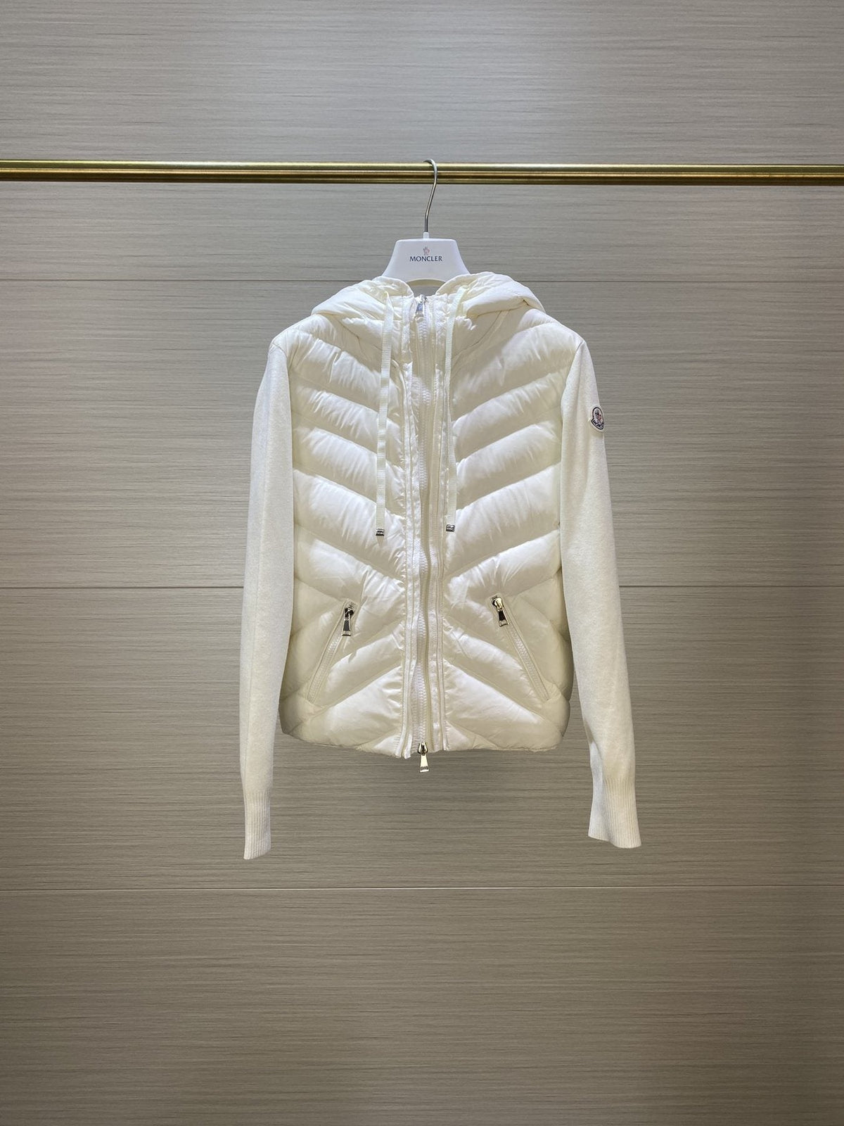 Moncler Hooded Padded Front Knit Jacket
