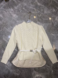 Moncler Belted Padded Panel Cable-Knit Sweater