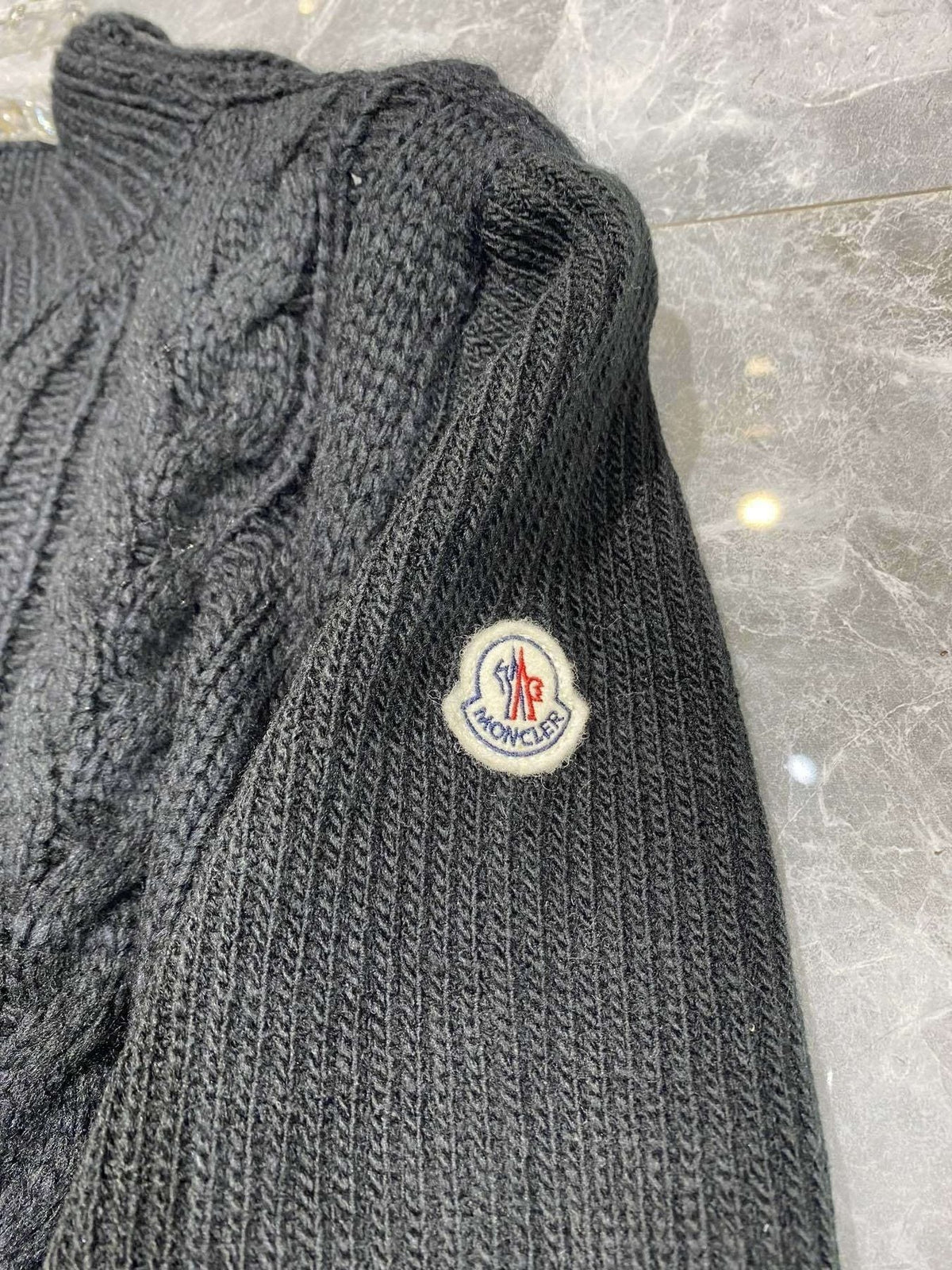 Moncler Belted Padded Panel Cable-Knit Sweater
