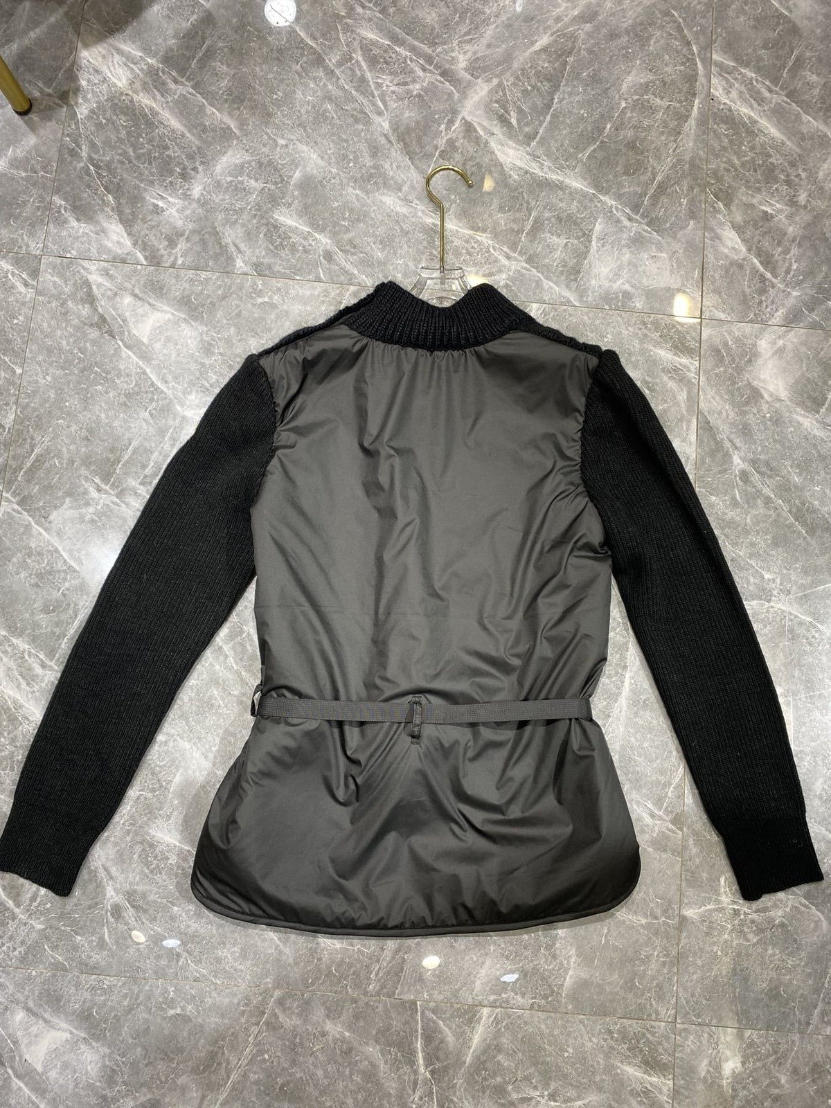 Moncler Belted Padded Panel Cable-Knit Sweater