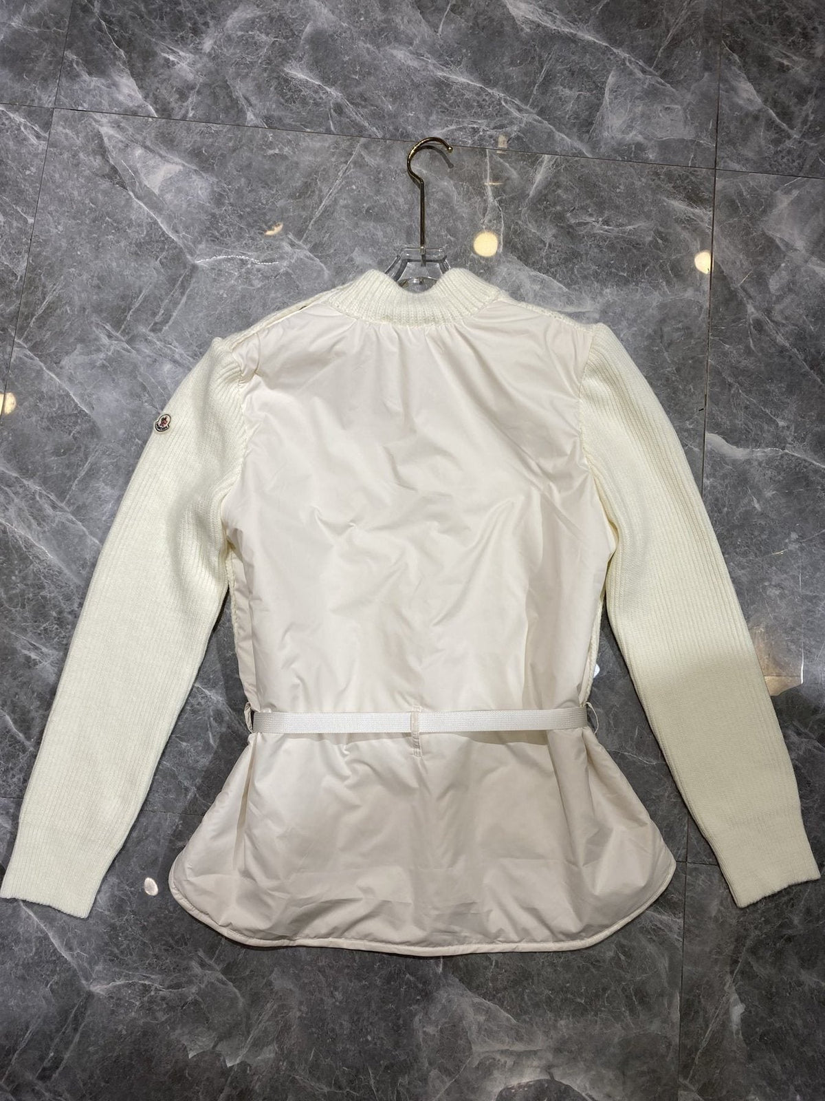 Moncler Belted Padded Panel Cable-Knit Sweater