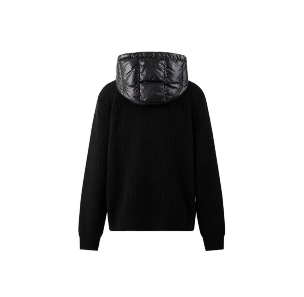 Moncler Women's Hooded Knit Sleeve Down Jacket