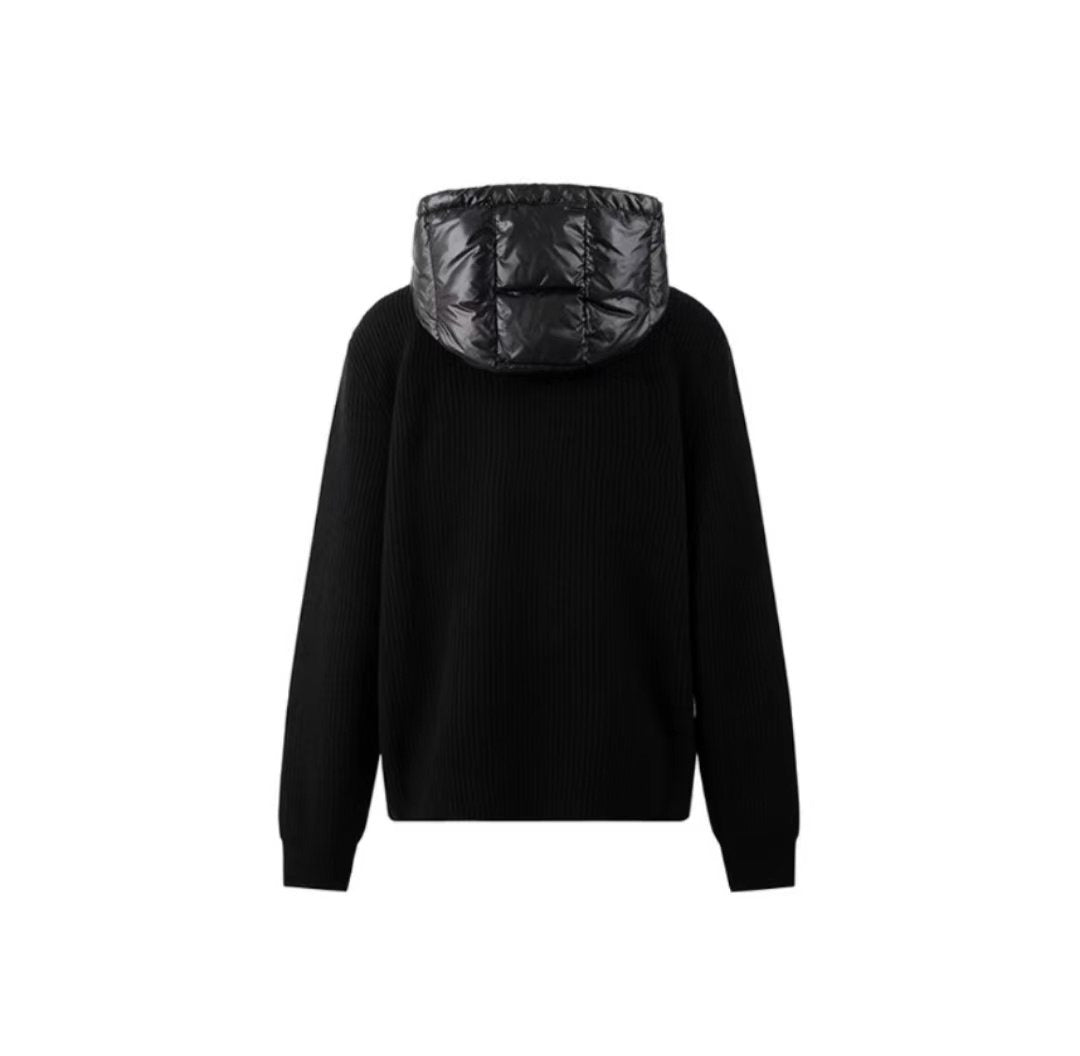 Moncler Women's Hooded Knit Sleeve Down Jacket