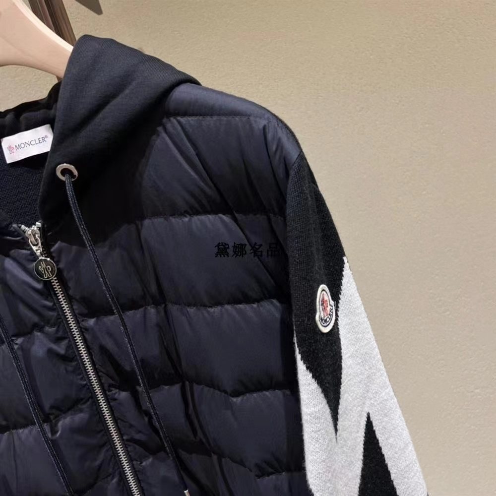 Moncler Hooded Hybrid Quilted Knit Puffer Jacket