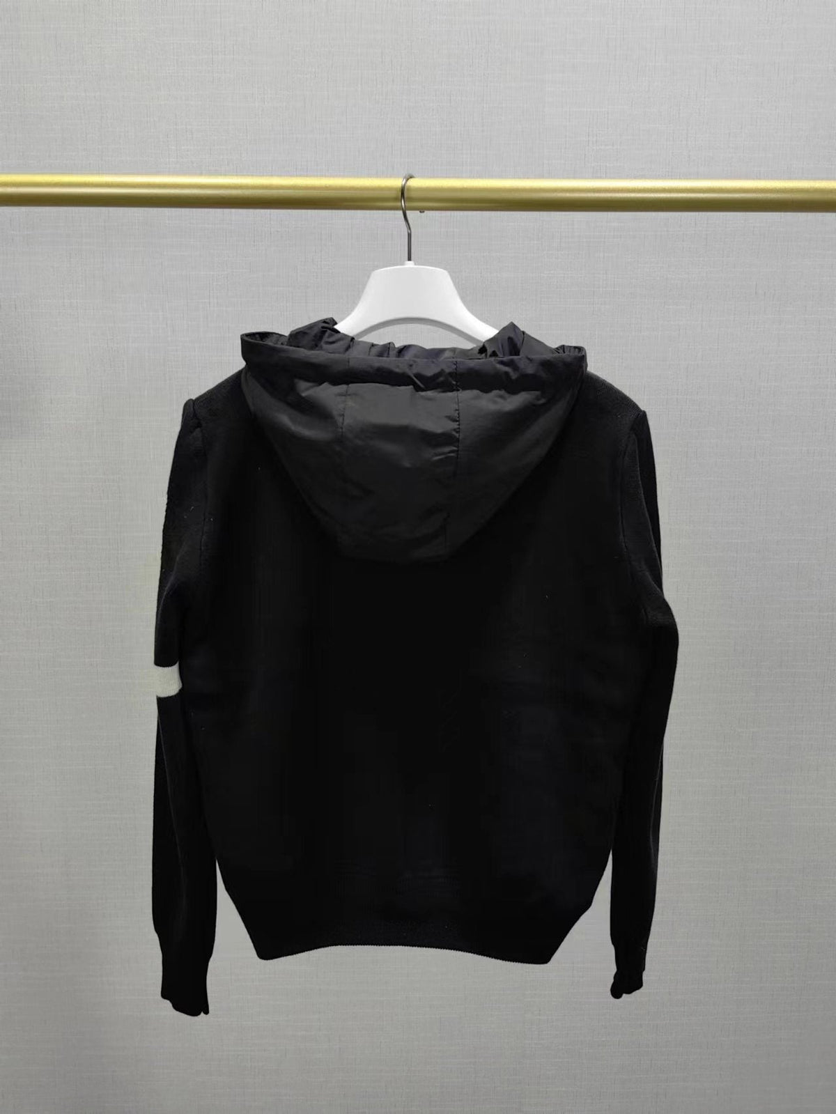 Moncler Hooded Hybrid Quilted Knit Puffer Jacket
