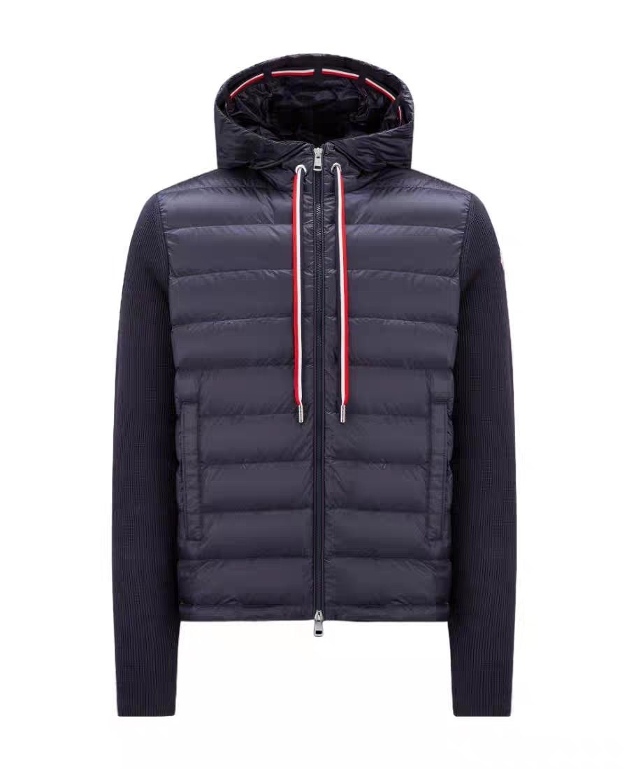 Moncler Quilted Knit-Sleeve Hooded Jacket