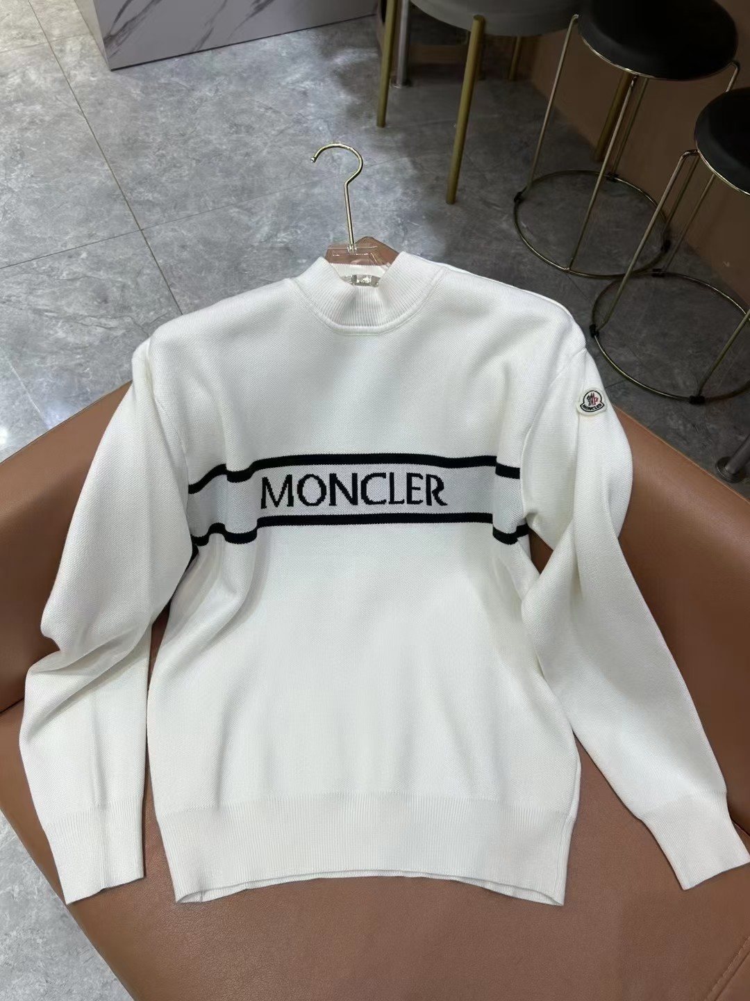 Moncler Women's Mock-Neck Button-Shoulder Knit Sweater