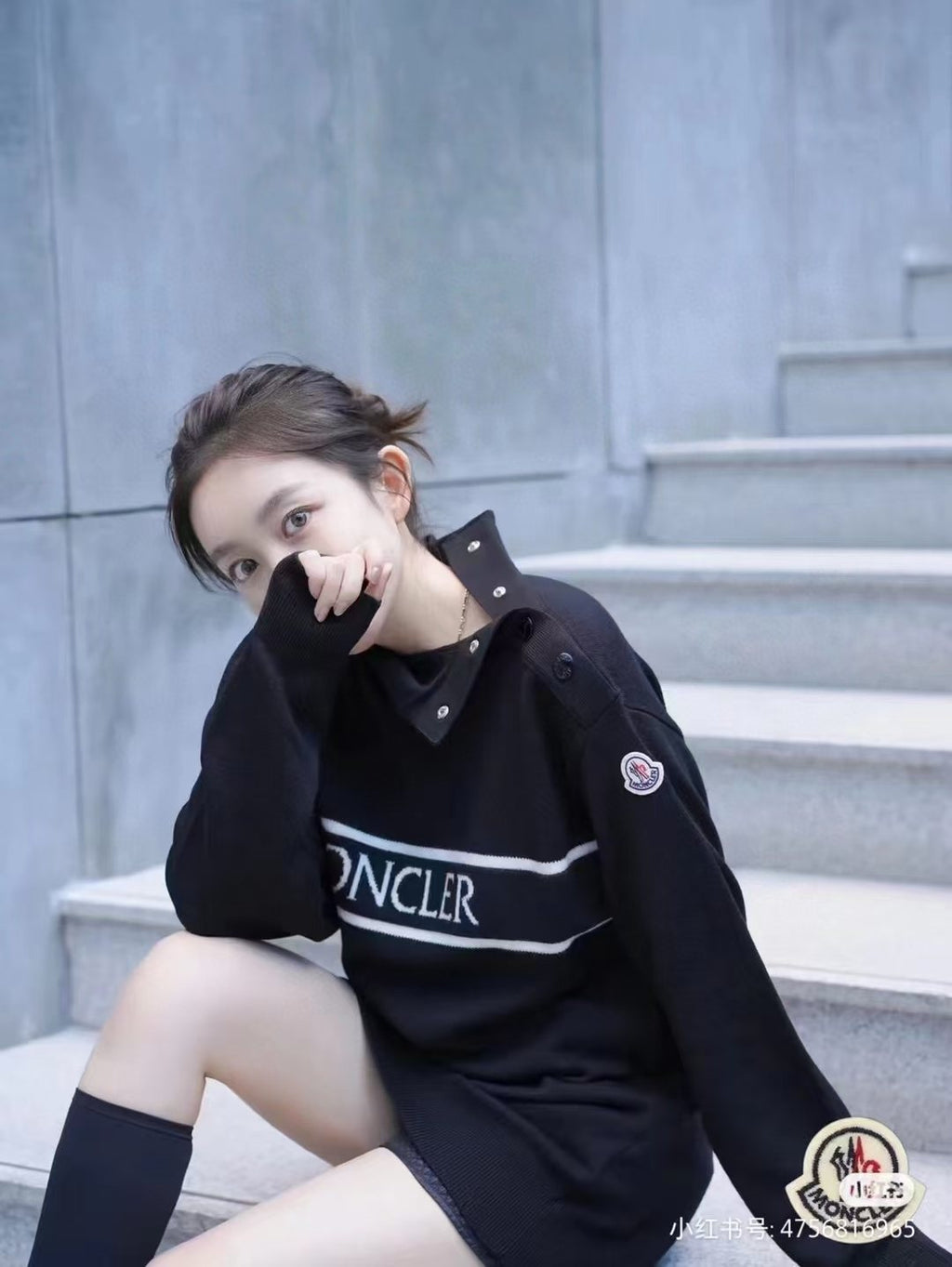 Moncler Women's Mock-Neck Button-Shoulder Knit Sweater