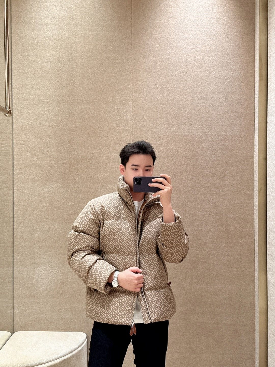 Burberry Brown TB Monogram Puffer Jacket