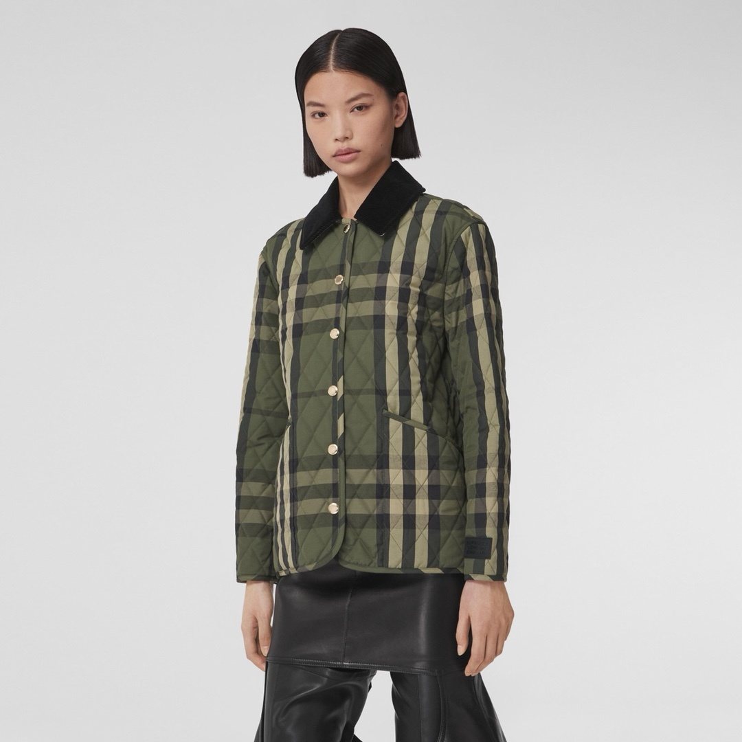 Burberry Green Check Quilted Jacket