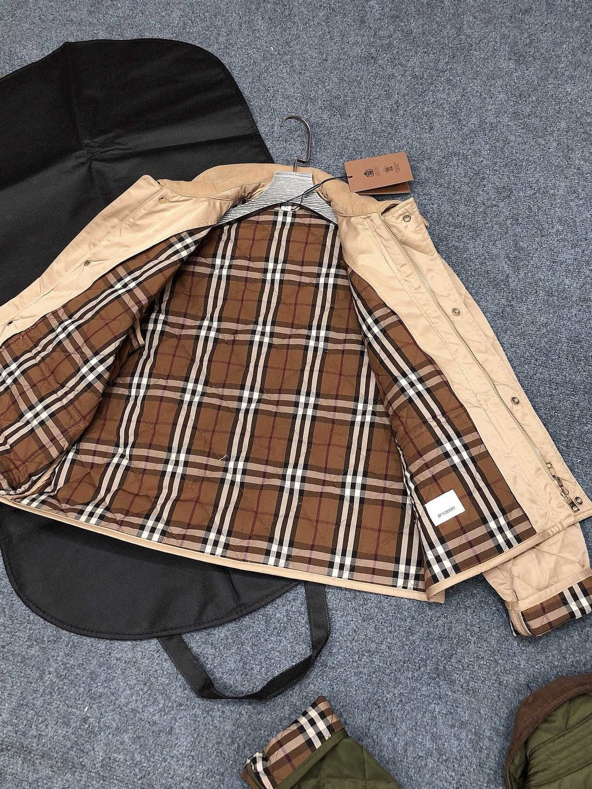Burberry Corduroy-Collar Diamond-Quilted Jacket