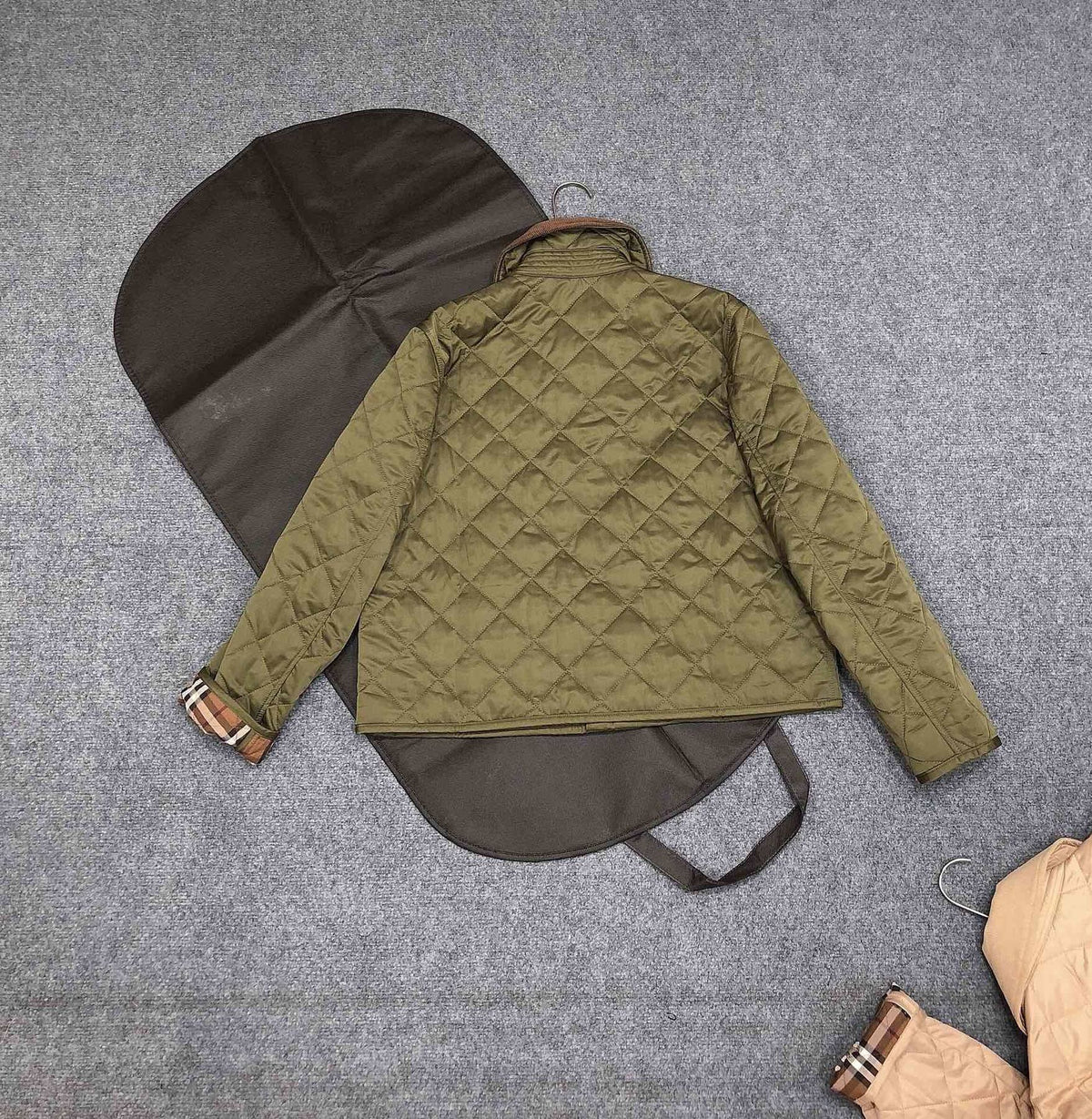 Burberry Corduroy-Collar Diamond-Quilted Jacket