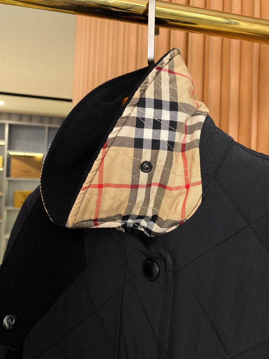 Burberry Diamond-Quilted Check-Lined Jacket