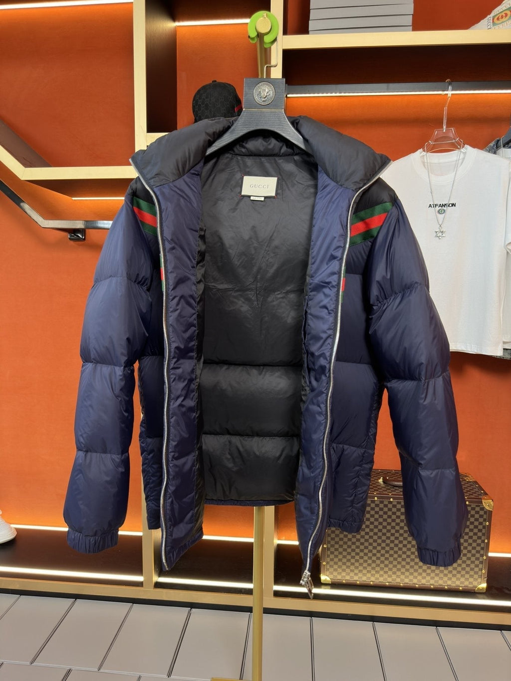 GUCCI Hooded Web Stripe Puffer Jacket