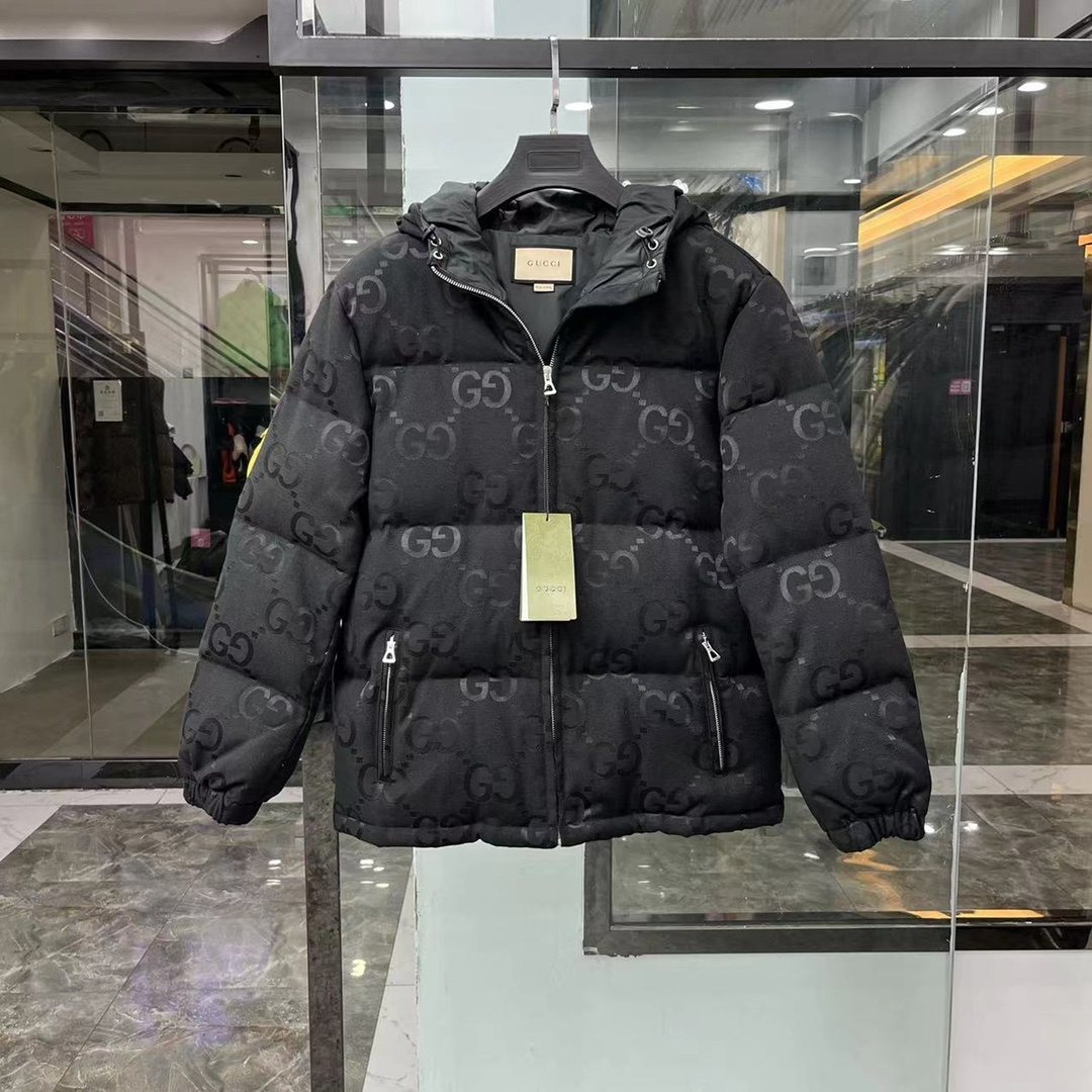 GUCCI Hooded Tonal Monogram Puffer Jacket