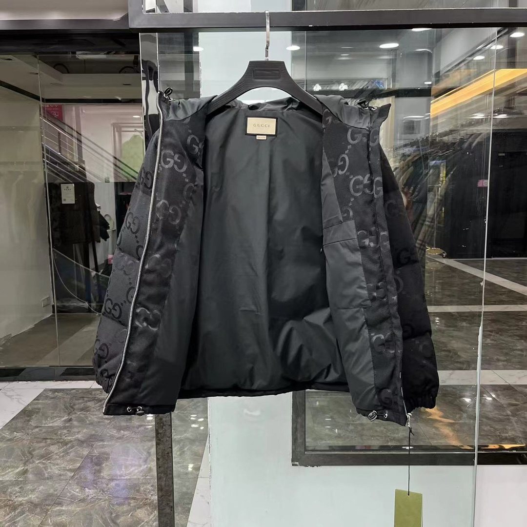 GUCCI Hooded Tonal Monogram Puffer Jacket