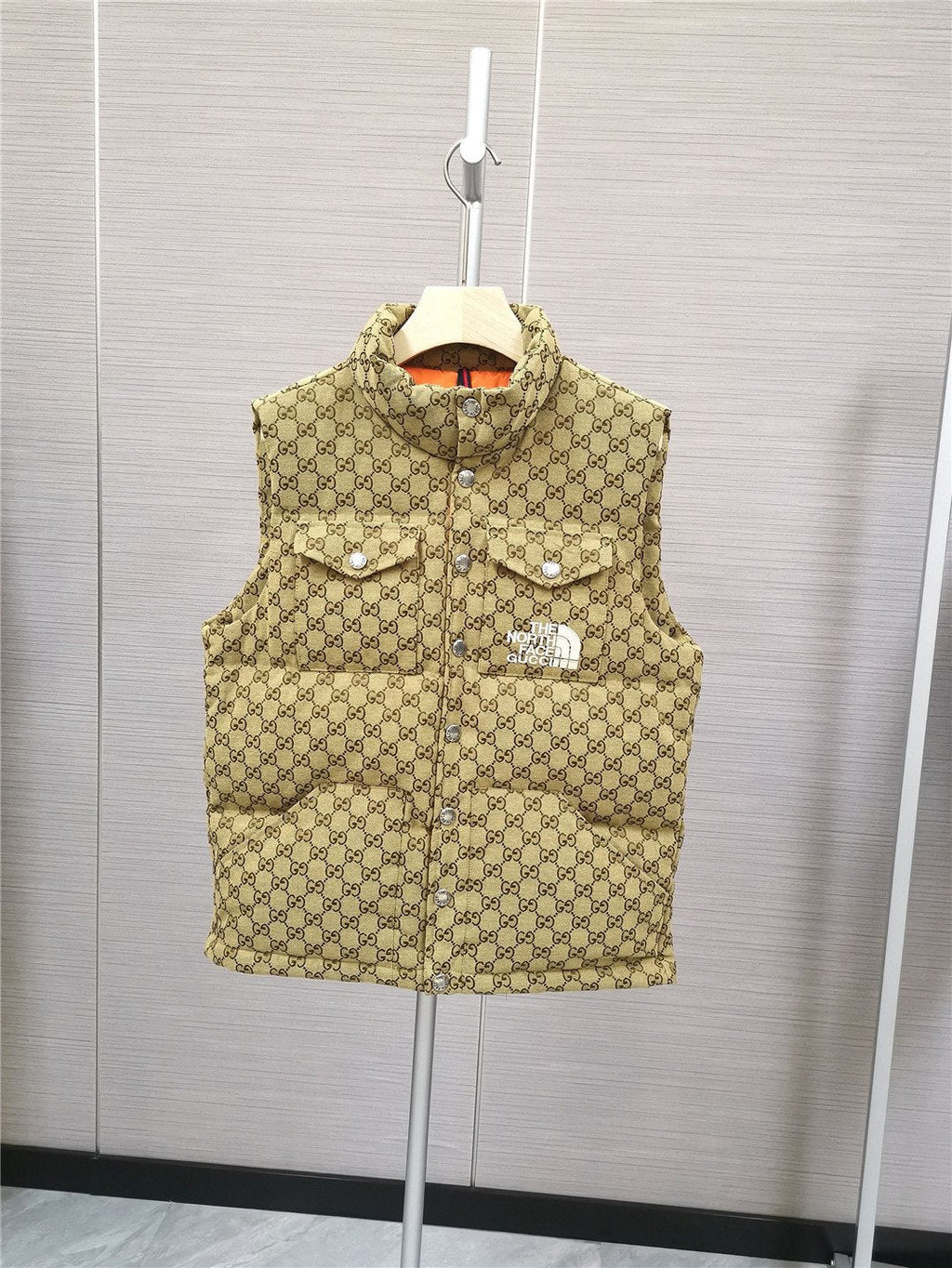 GUCCI Brown Monogram Hooded Down Vest