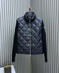 Moncler Diamond-Quilted Knit Sleeve Down Coat