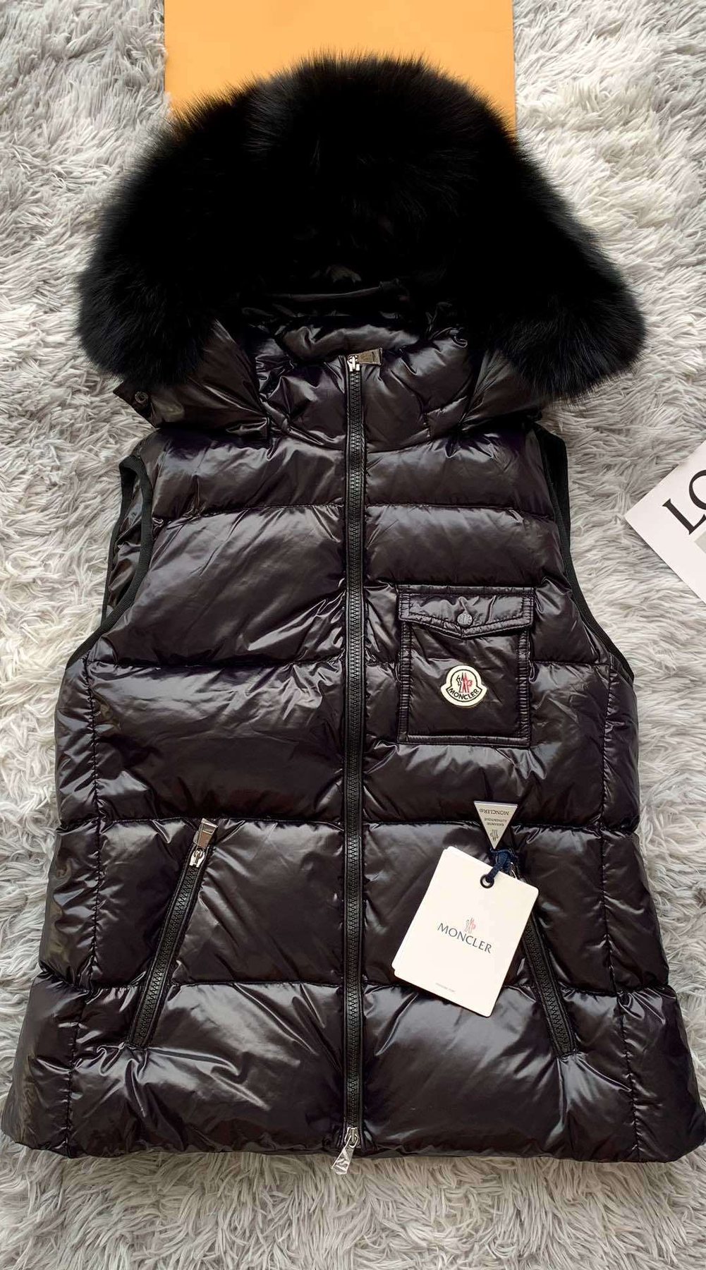 Moncler Fur-Trimmed Hooded Down Vest