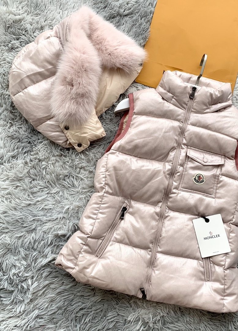 Moncler Fur-Trimmed Hooded Down Vest