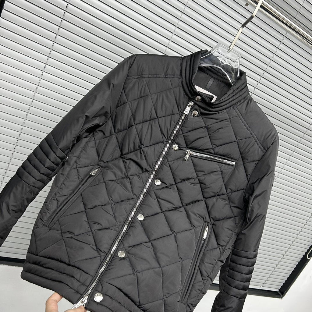 Moncler Diamond-Quilted Zip Coat