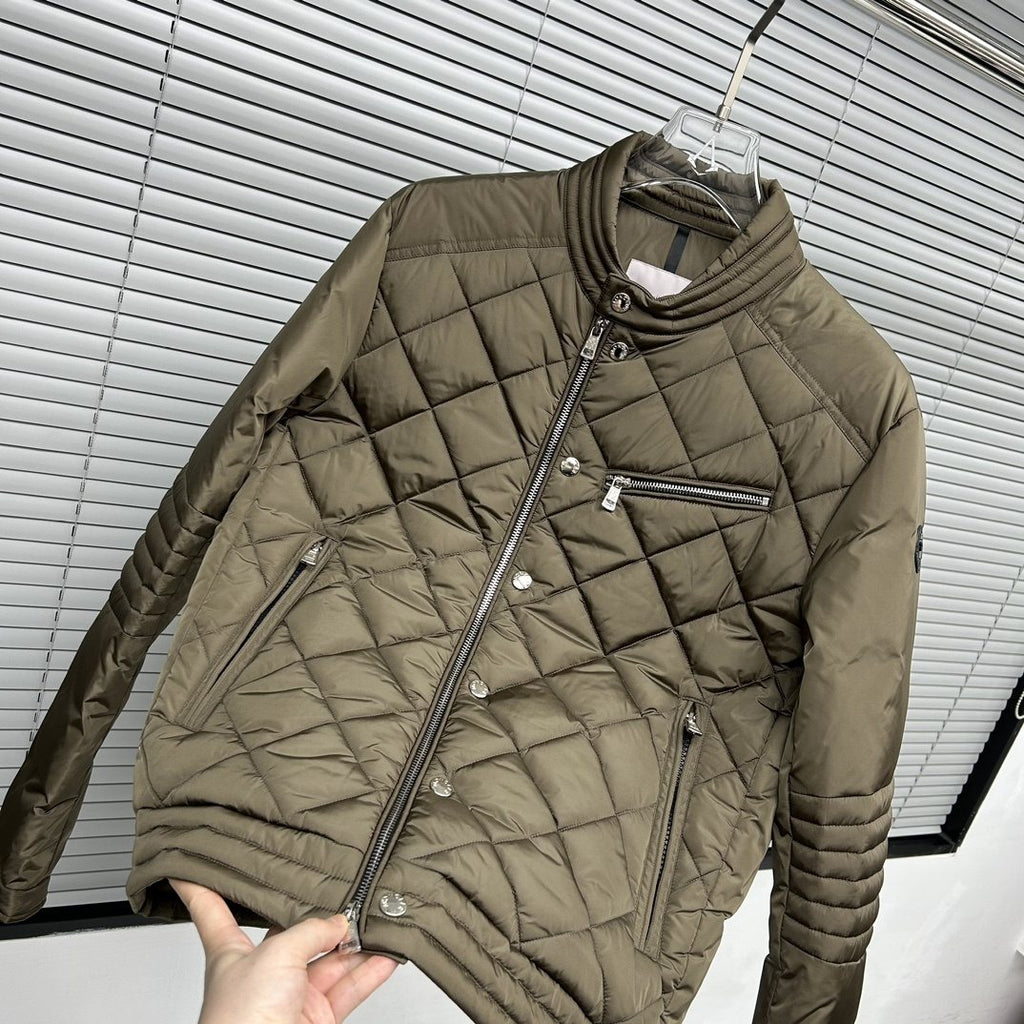 Moncler Diamond-Quilted Zip Coat
