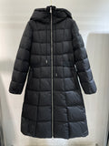 Moncler Women's Black Long Hooded Quilted Puffer Coat
