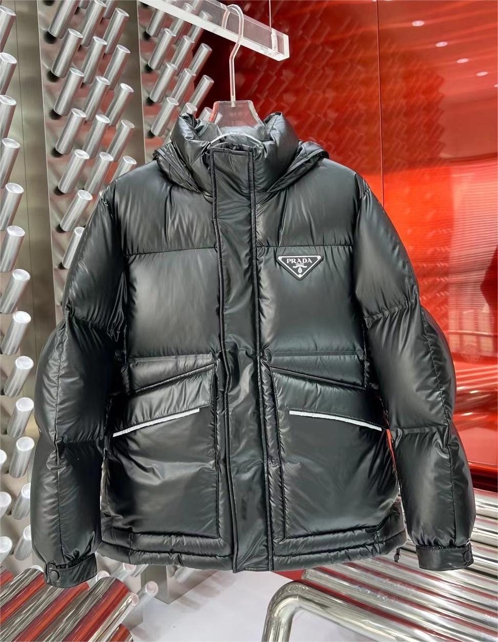 Prada Black Hooded Quilted Puffer Jacket