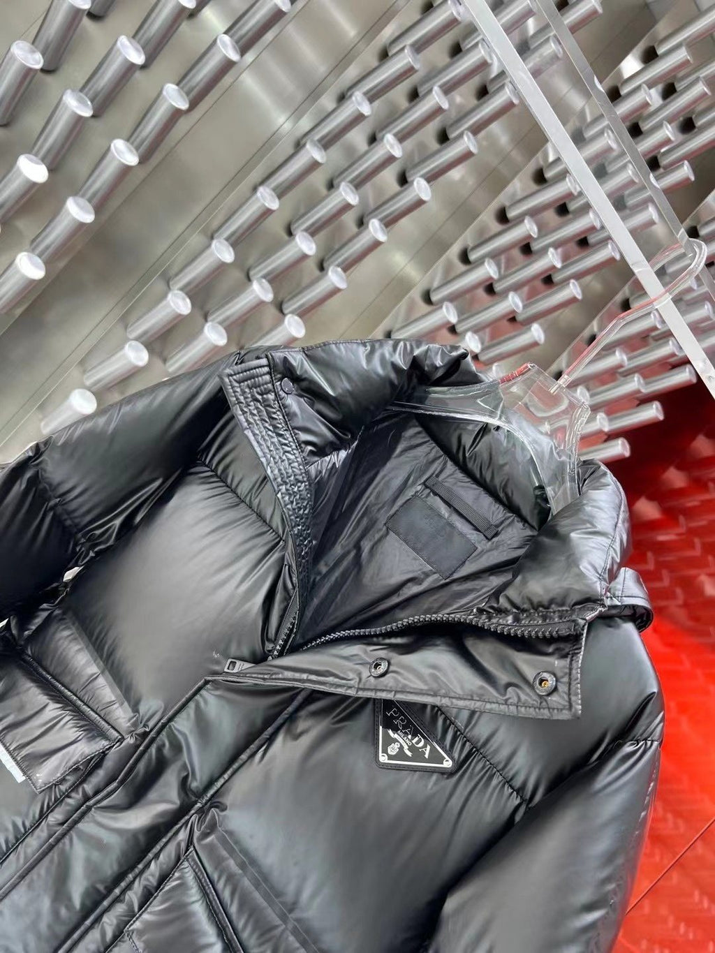Prada Black Hooded Quilted Puffer Jacket